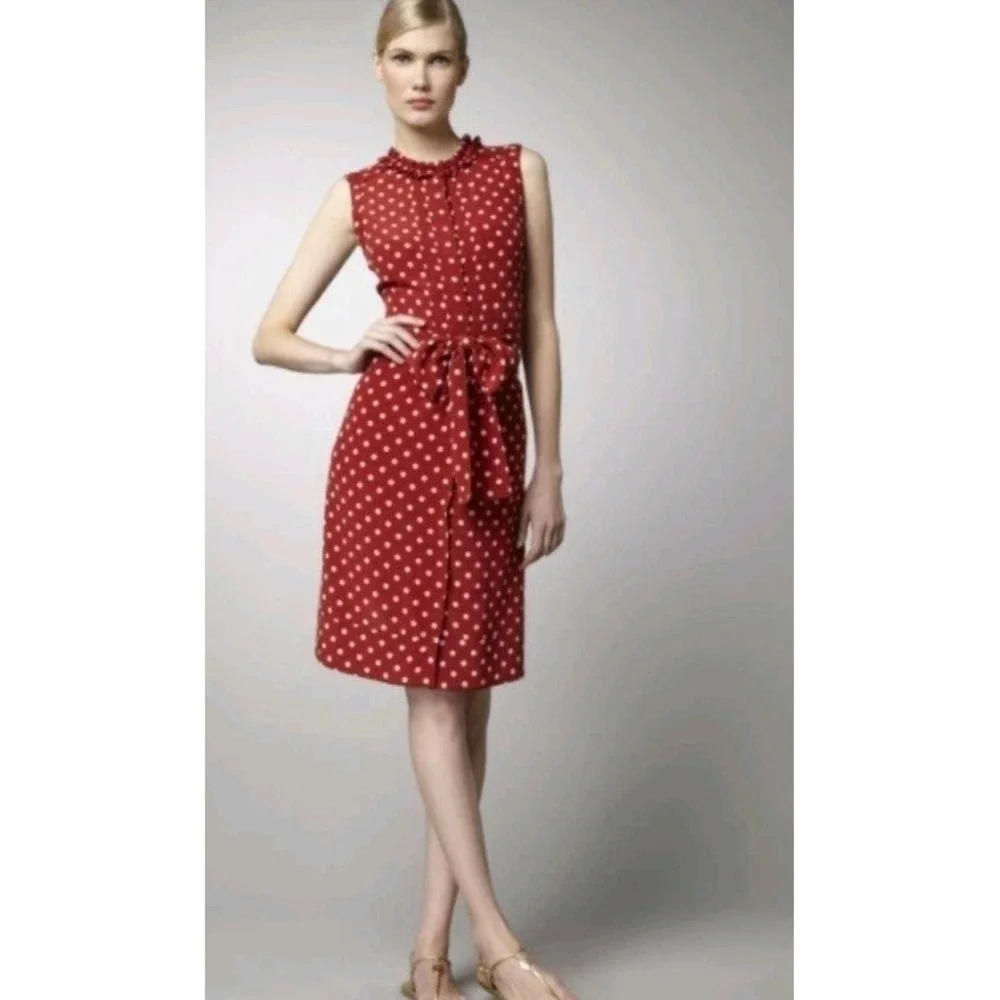 Tory Burch Graham Silk Polka Dot Dress - Sangria Monde - Size 8